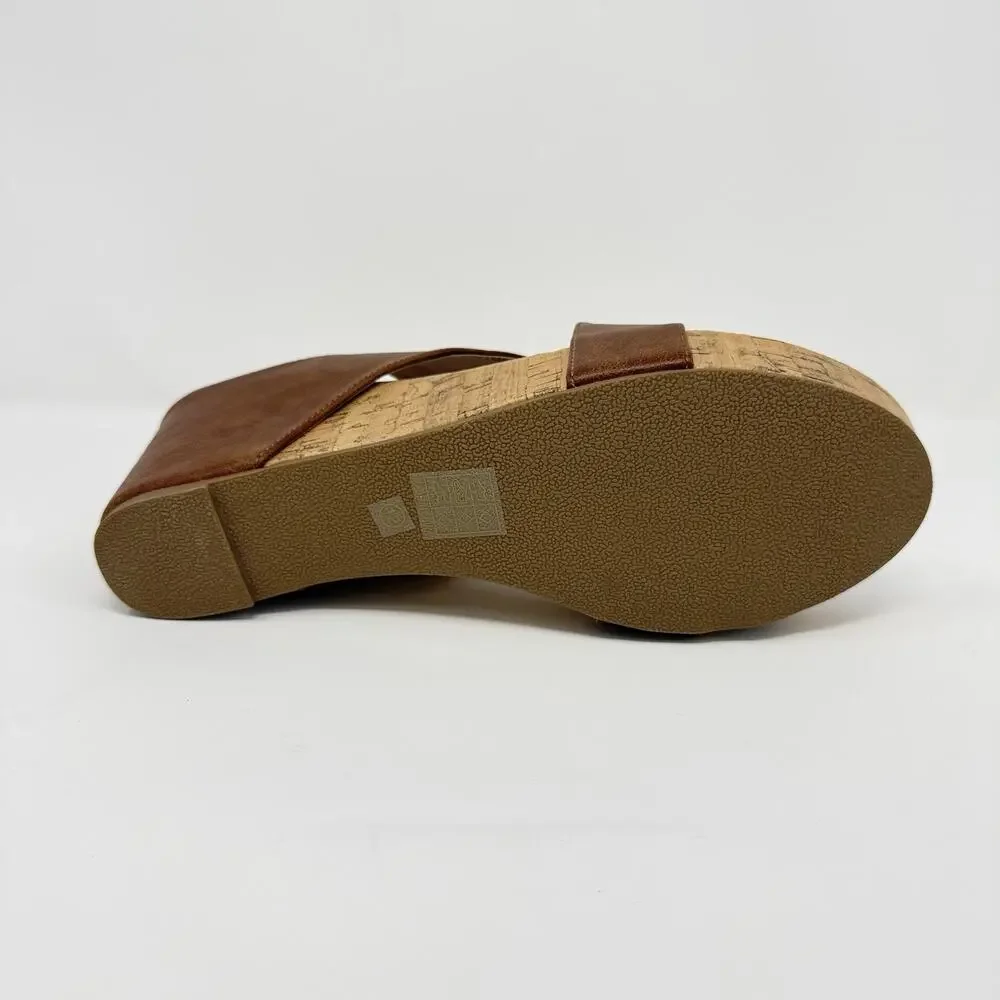 Journee Collection Rayna Brown Toe Ring Wedge Sandals Women’s Size 12